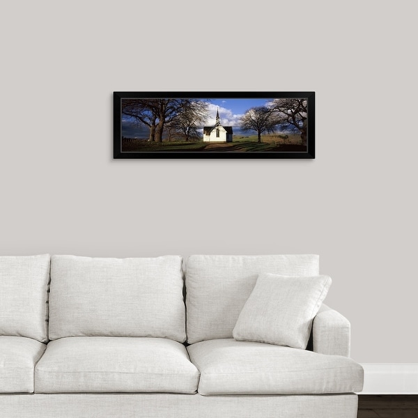 "Trees around a church, Pukehou Christ Church, North Island, New Zealand" Black Framed Print