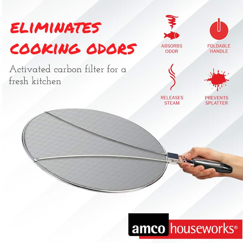 Amco Splatter Screen with Foldable Handles - 13 in