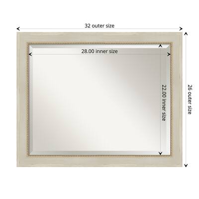 Beveled Wood Bathroom Wall Mirror - Parthenon Cream Frame - Parthenon Cream
