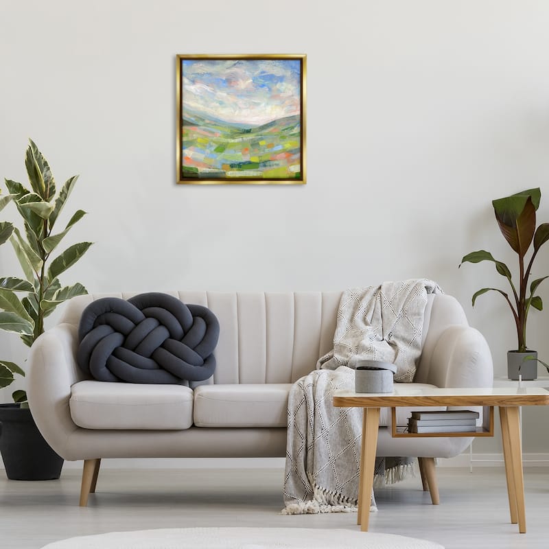 Stupell Jolly Geometric Countryside Scene Framed Floater Canvas Wall Art Design By Ashley Davis