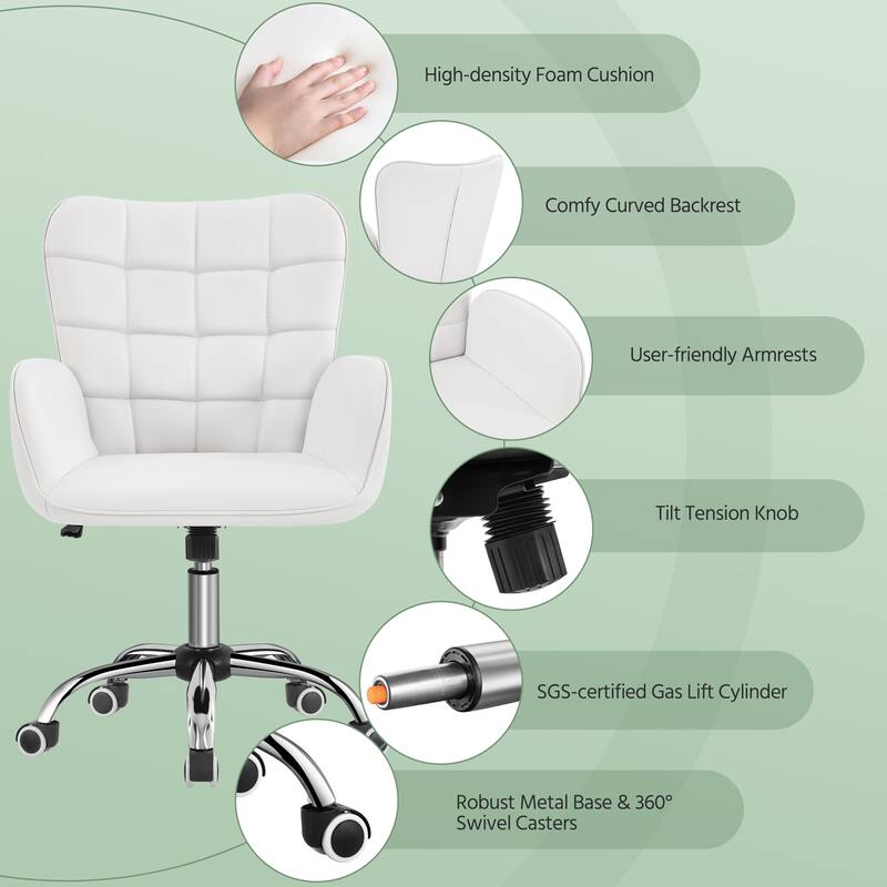 Yaheetech Faux Leather Desk Chair with Padded Armrests Modern Office Chair