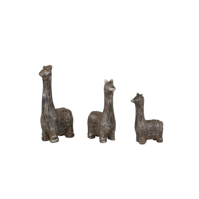 Metal Llama Decorative Sculpture - Set of 3 Black - Roche River Decor