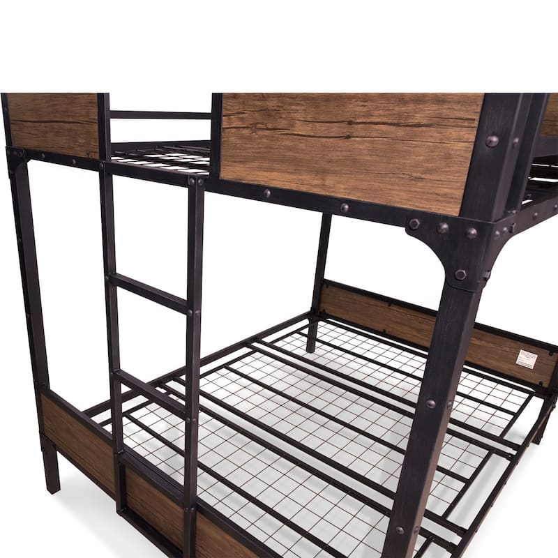 Jown Industrial Black 3-Piece Gel Memory Mattress & Metal Bunk Bed Set by Furniture of America