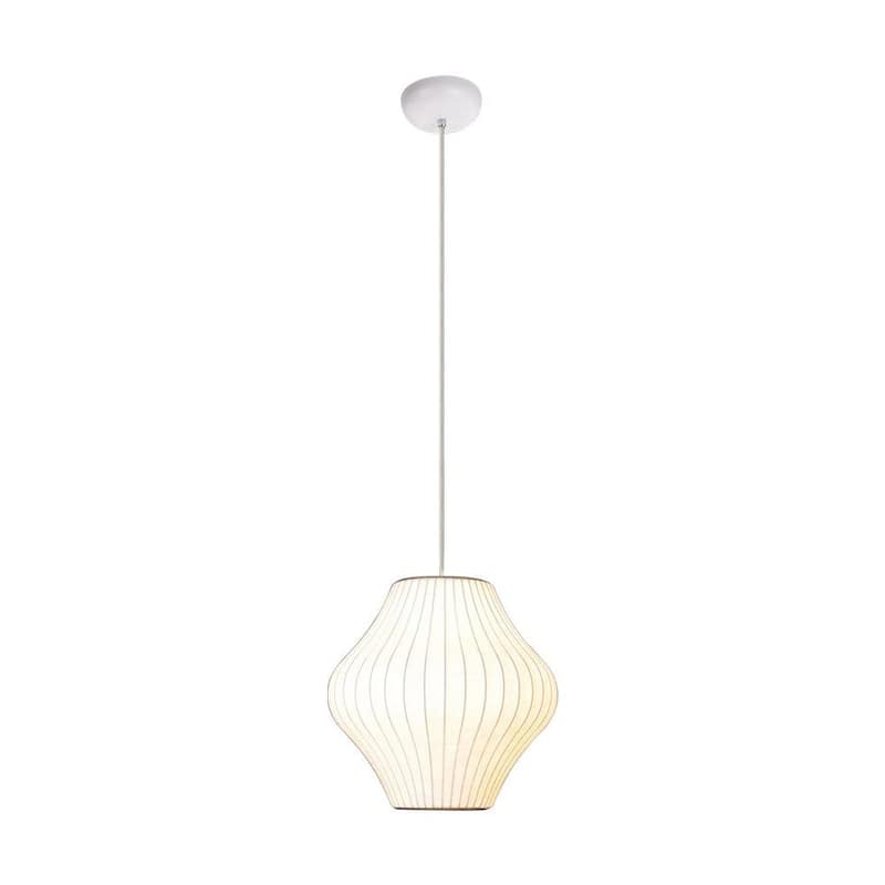 Modern Elegant 1-Light White Silk Pendant Light