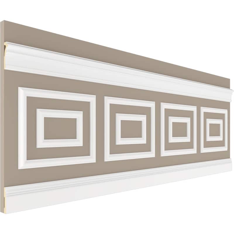 94 1/2"L Ashford Square Double Panel Traditional Wainscot Paneling Kit - Adjustable from Heights