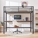 preview thumbnail 2 of 4, VECELO Twin Metal Loft Bed with Built-in Desk – Space-Saving Study Bed for Kids, Teens & Adults, No Box Spring Needed