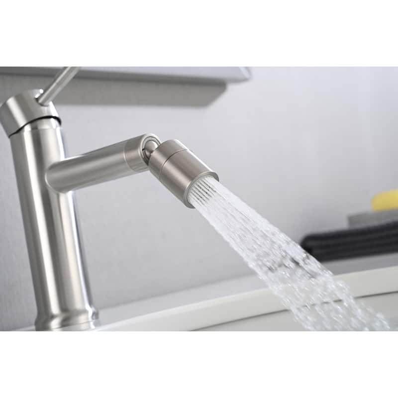 Brushed Nickle Bathroom Faucet for 2 Mode Faucet for Bathroom Sink with 360° Rotating Aerator