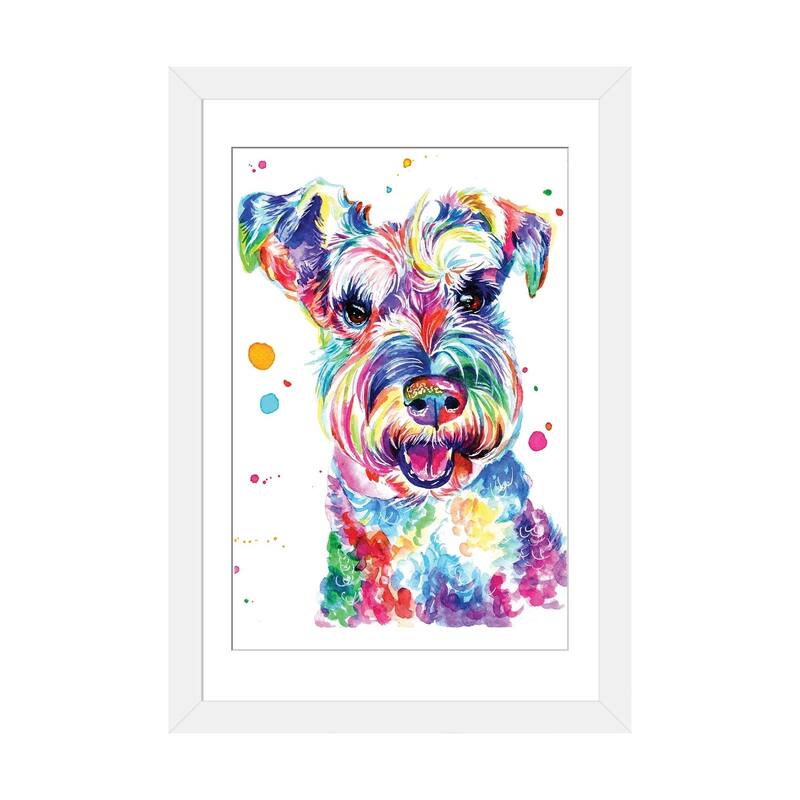 iCanvas "Smiling Schnauzer" by Yubis Guzman - White - 24x16x1