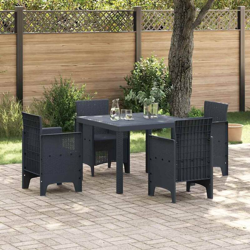 vidaXL Garden Table Anthracite/Brown poly rattan - Anthracite 39.4"