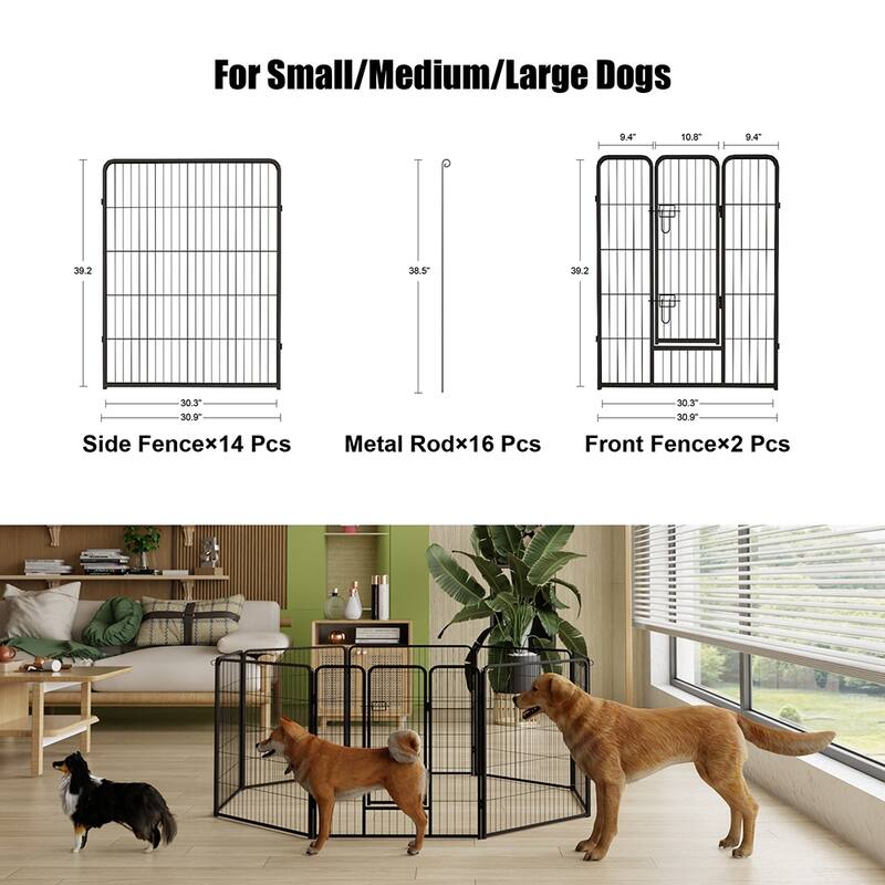Foldable Dog Playpen,40" 8/16 Panels Portable Kennel,Indoor Outdoor