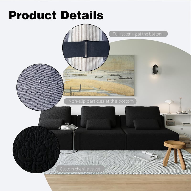 Oversized Modular Sectional Sofa, Luxury Boucle Floor Couch, Convertible Compressed Couch for Living Room, Apartment