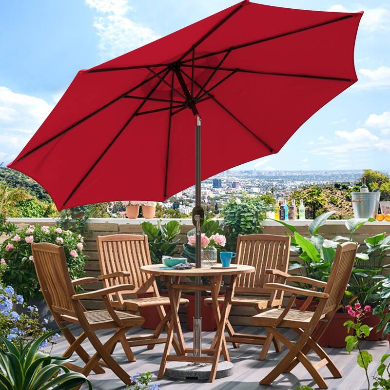 9' Outdoor Patio Umbrella, Outdoor Table Umbrella, Yard Umbrella, Market Umbrella with 8 Sturdy Ribs, Push Button Tilt and Crank