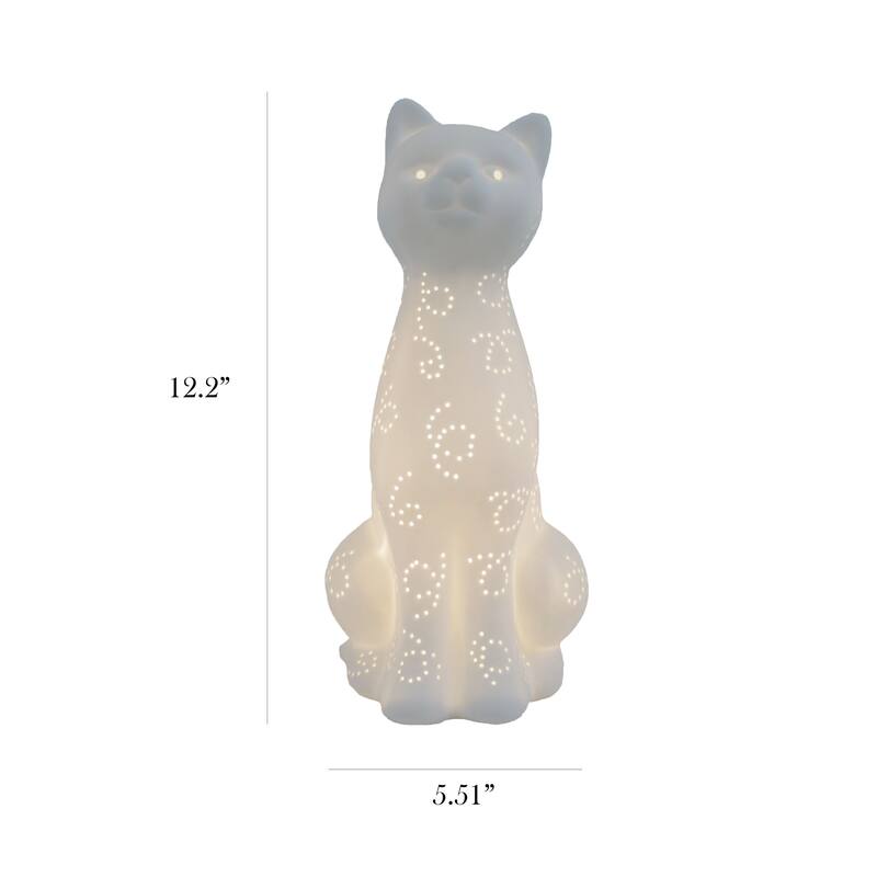 Simple Designs Porcelain Kitty Cat Shaped Animal Light Table Lamp - 5.51"W X 5.51"L X 12.2"H