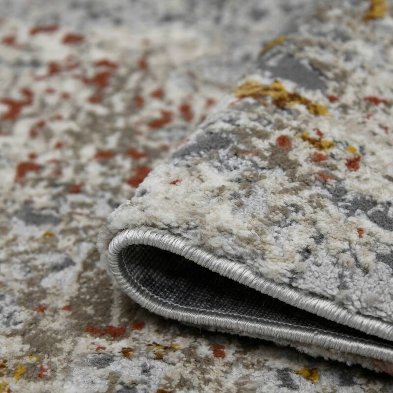 Sylvia Gracielle Ivory/Gray Polyester Blend Performance Area Rug