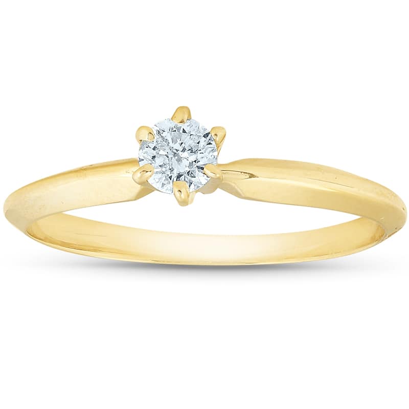 Yellow Gold 1/5ct Round Solitaire Diamond Engagement Ring