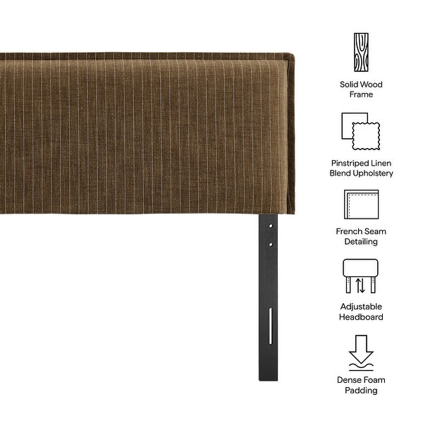 dimension image slide 9 of 18, Camille Upholstered Striped Linen Blend Headboard