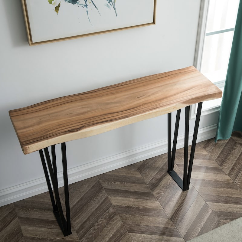 Greenage Suar Wood Console Table with Flat Iron Table Legs - 47" x 14" x 32" H - Natural