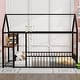 preview thumbnail 25 of 30, Metal House Bed Frame with Functional Desk Power Outlets and USB Ports Black - Full