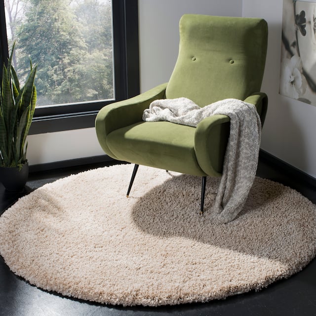 SAFAVIEH California Shag Izat 2-inch Thick Area Rug - 5'3" x 5'3" Round - Beige