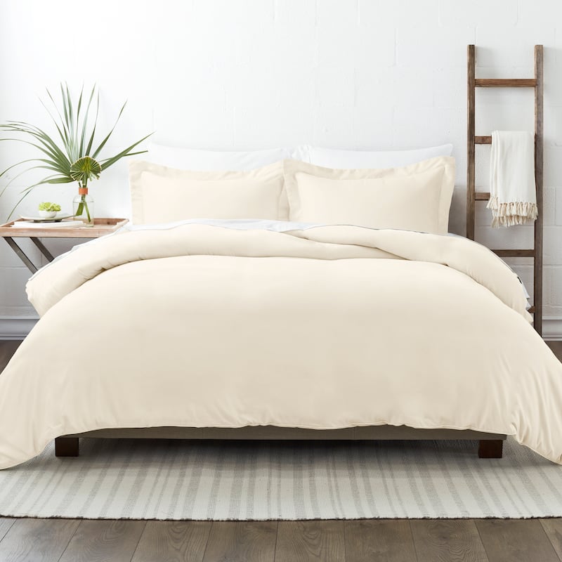 Soft Essentials Oversized 3-piece Microfiber Duvet Cover Set - Ivory - King - Cal King