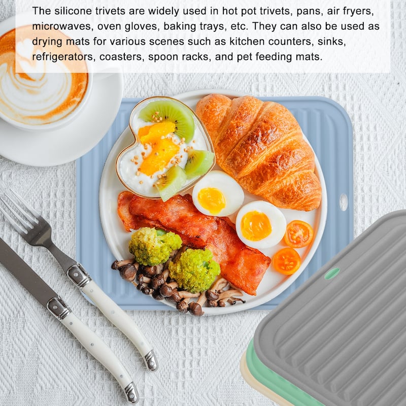 Silicone Dish Drying Mat, 9"x12" Trivets for Hot Pots and Pans - Dark Blue