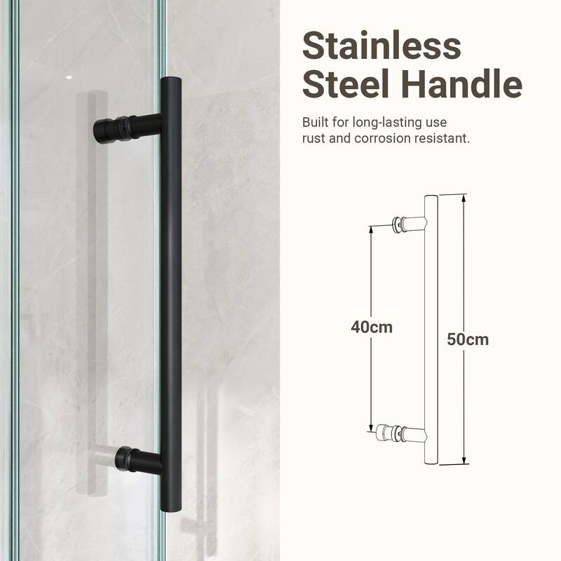 GDFStudio - Modern America Design Frameless Single Sliding Shower Door with 5/16" SGCC Tempered Glass & Stainless Steel Hardware
