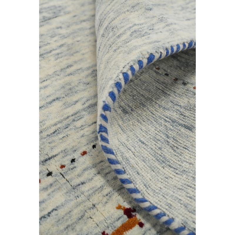Hand Knotted Oriental 100% Wool Carpet Tribal Animal Pictorial Beige & Ivories Gabbeh Area Rug - 9' 11'' X 9' 10''