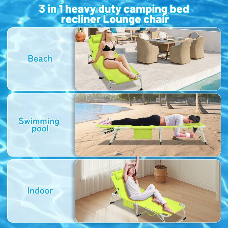 3-in-1 Heavy Duty Tanning Chair with Face Hole