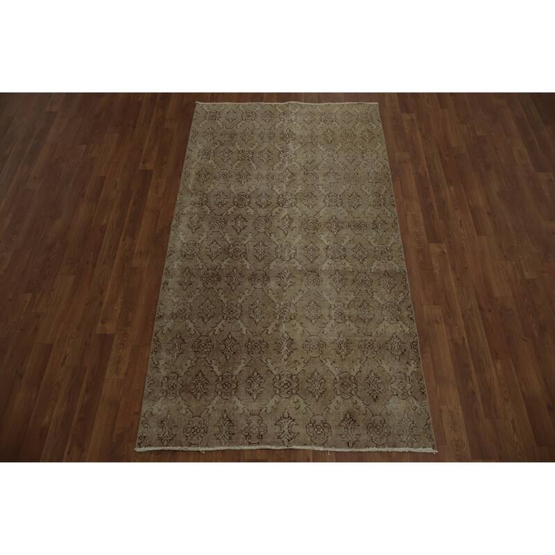 Hand Knotted Oriental 100% Wool Carpet Transitional Floral Beige & Ivories Anatolian Area Rug - 6' 8'' X 3' 9''