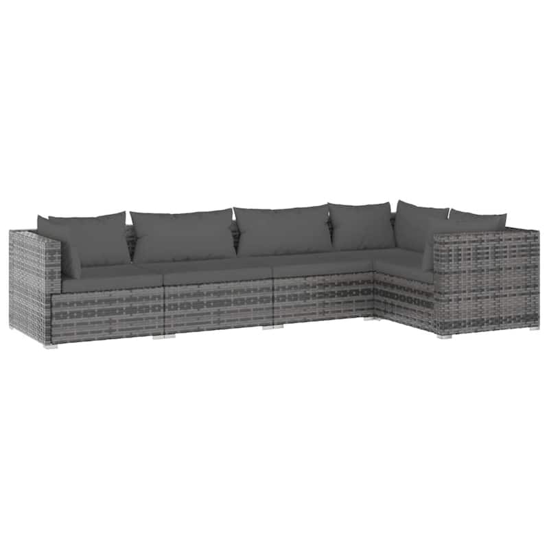 vidaXL Patio Lounge Set Outdoor Sectional Sofa Set Table Garden Poly Rattan