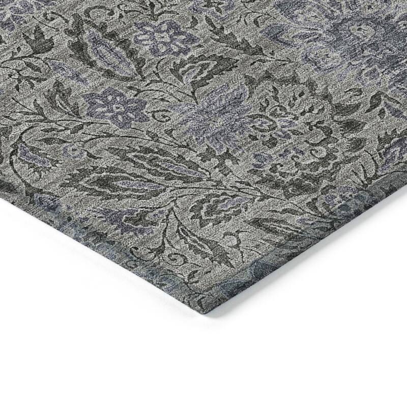 Machine Washable Indoor/ Outdoor Chantille Casual Floral Rug