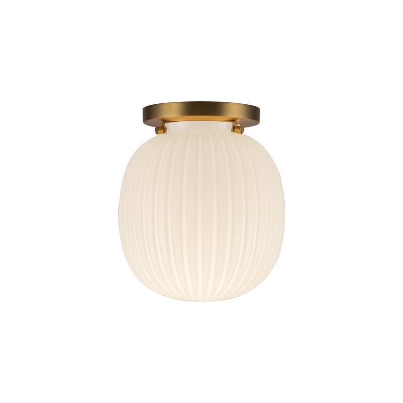 Alora Lighting SF579107 Cherise 7" Wide Semi-Flush Ceiling Fixture - Brushed Gold / Glossy Ribbed Opal Glass