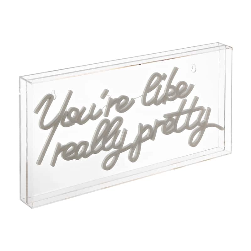 You're Like Really Pretty 19.6" X 10.1" Contemporary Glam Acrylic Box USB Operated LED Neon Light, Pink by JONATHAN Y