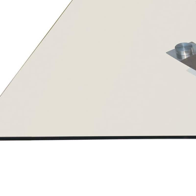 HomeRoots 60" Clear and Silver Glass and Metal Cross Leg Base Square Dining Table - 60.00 in. x 30.00 in. x 60.00 in.