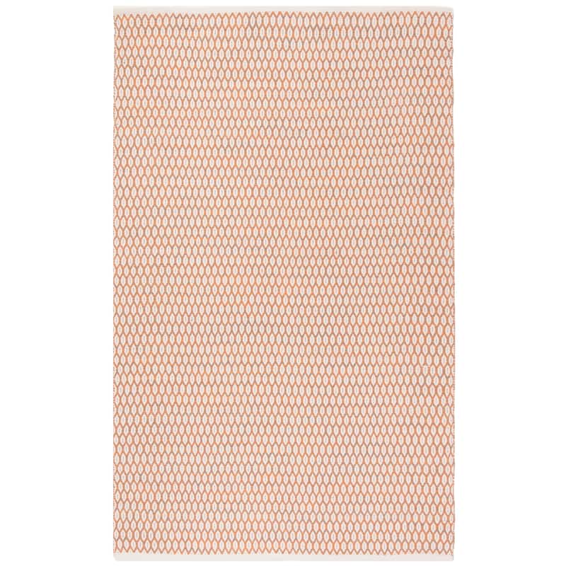 SAFAVIEH Handmade Flatweave Montauk Cassidy Casual Cotton Rug - 6' Square - Orange/Ivory