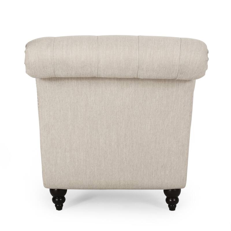 Modern 64.25" Button Tufted Chaise Lounges Chair with Birch Wood Legs and Nailheads