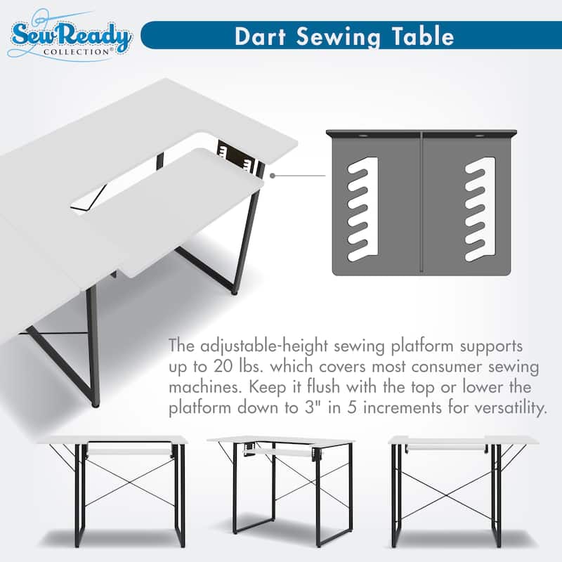 Sew Ready Dart Wood Top Sewing Table with Folding Top