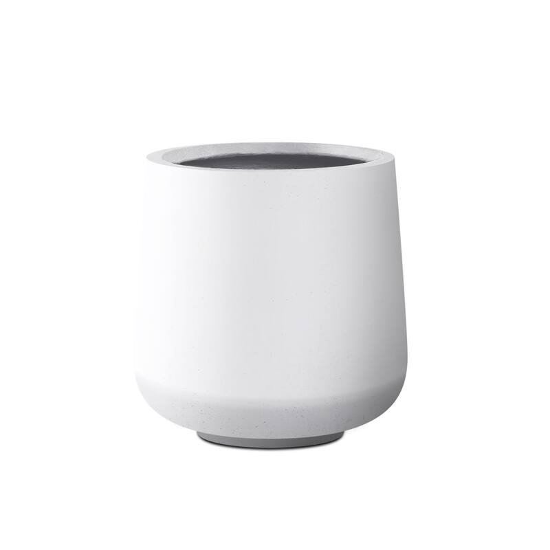 Plantara 13" H Round Solid White Concrete planter, Outdoor Modern Planter pot,Flower pot with Drainage Hole for Garden