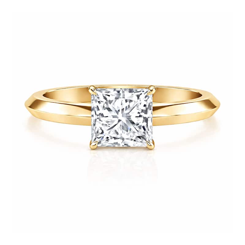 Auriya 14K Gold Knife Edge Lab Grown Princess-cut Diamond Engagement Ring 1.00 - 5.00ct. tw. (F-G, VS) - 2.00 carats - 4 - Yellow