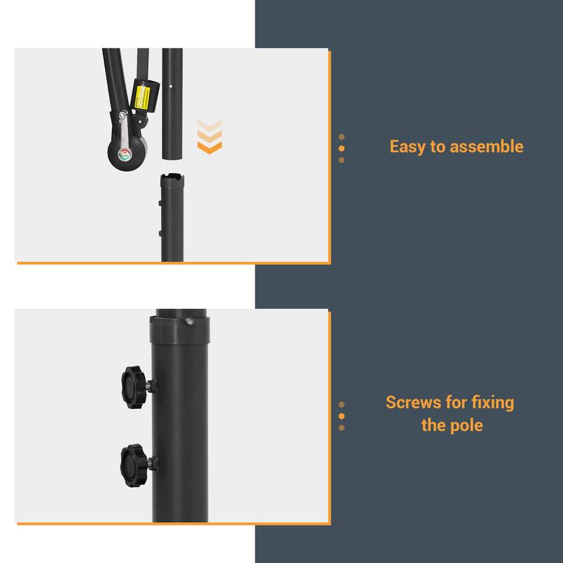 LIVOOSUN Solar Powered 8.2ft LED Patio Offset Umbrella With Base