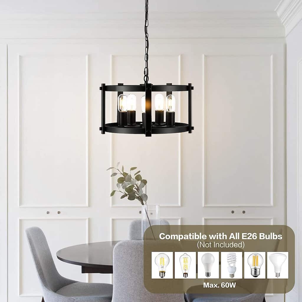 WINGBO Modern Round Pendant Light Chandelier 5-Light Hanging Lantern Light - N/A