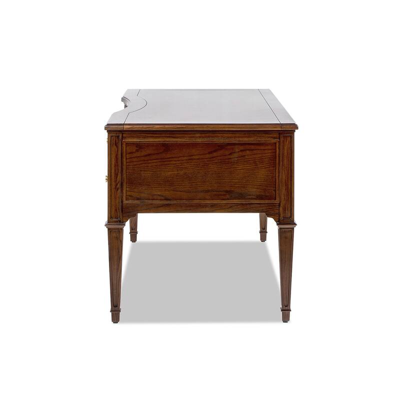 Dauphin 55" Solid Wood 5-Drawer Gold Accent Executive Desk