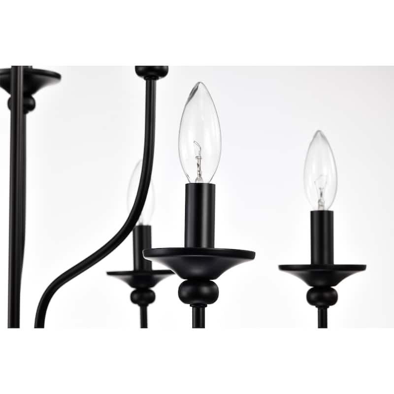 Rosalynne 28-Inch 9-Light Black Finish 2-Tier Drip Cup Candelabra Chandelier Ceiling Light