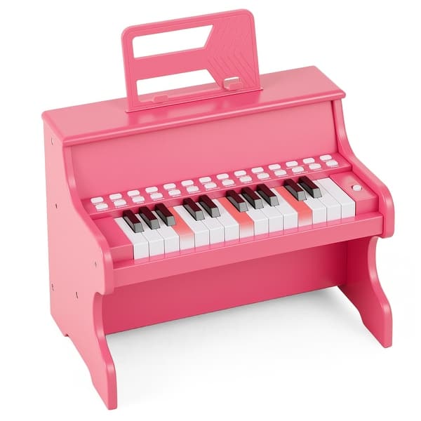 slide 2 of 30, Gymax 25 Keys Digital Piano w/Music Stand Teaching Mode Lighted Keys 6 Pink