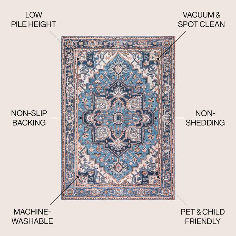 JONATHAN Y Victoria Ornate Large Medallion Machine Washable Area Rug