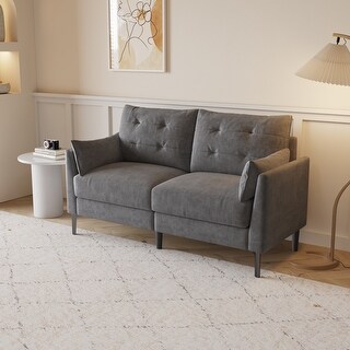 Modern Linen Fabric Loveseat Sofa with Wood Frame - Bed Bath & Beyond ...