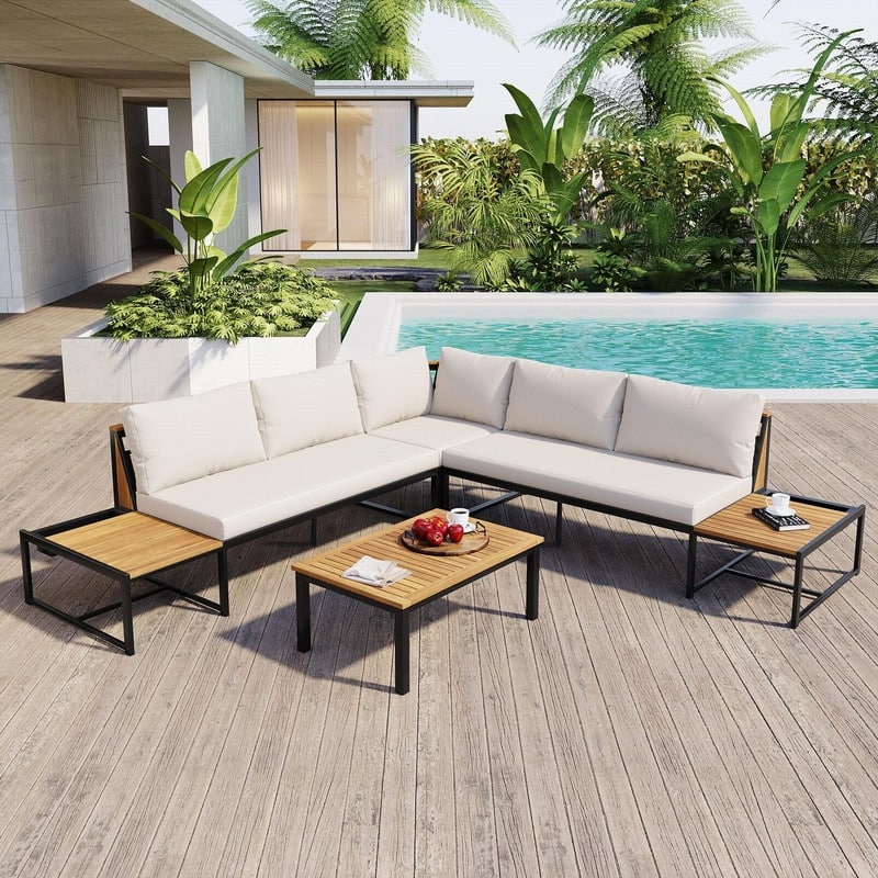4-Piece Patio Furniture Set, Outdoor Sofa with Waterproof Cushions for Stylish Garden Relaxation