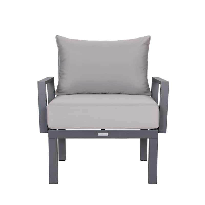 Outdoor 7-Piece Patio Sectional Set Aluminum Frame W/ Fire Pit Table