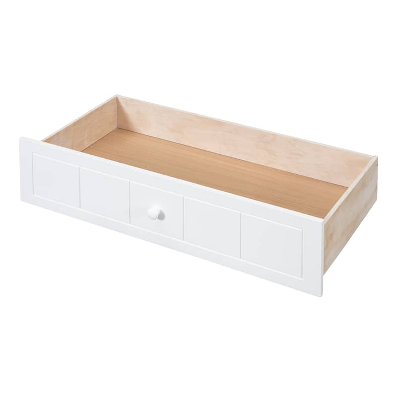 Twin Size Canopy Bed Storage Daybed Wooden Poster Bed with 2 Drawers