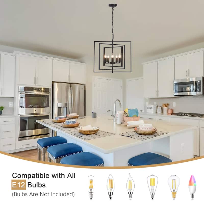 21.65inch 5 Lights Modern Chandelier with Metal Frame 360 Degree Adjustable for Different Rooms